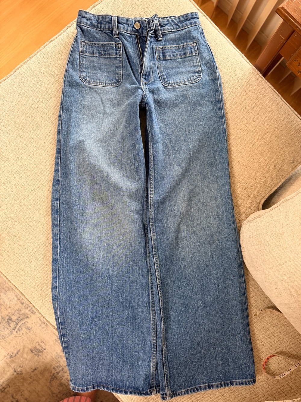High-Rise Wide Leg Jeans in Light Blue Denim